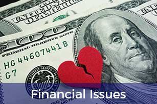 financial issues: broken heart on a $100 bill